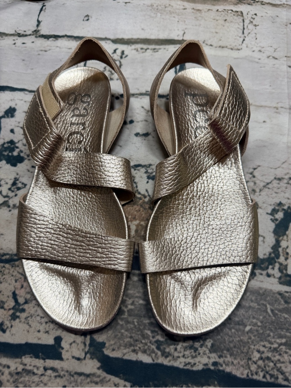 Pedro Garcia Metallic Gold Leather Sandals 38 Made in Spain US size 7.5-8
